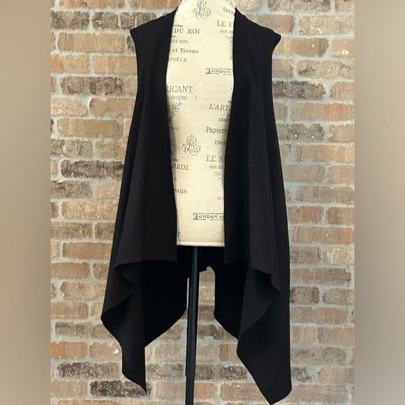 Planet by Lauren G black lagenlook boxy vest open swing pockets sleeveless sz L - Picture 5 of 8